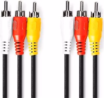 Nedis CVGL24300BK15 - Kompozitní Video kabel | 3x RCA Zástrčka | 3x RCA Zástrčka | 480p | 1,5 m | Černá