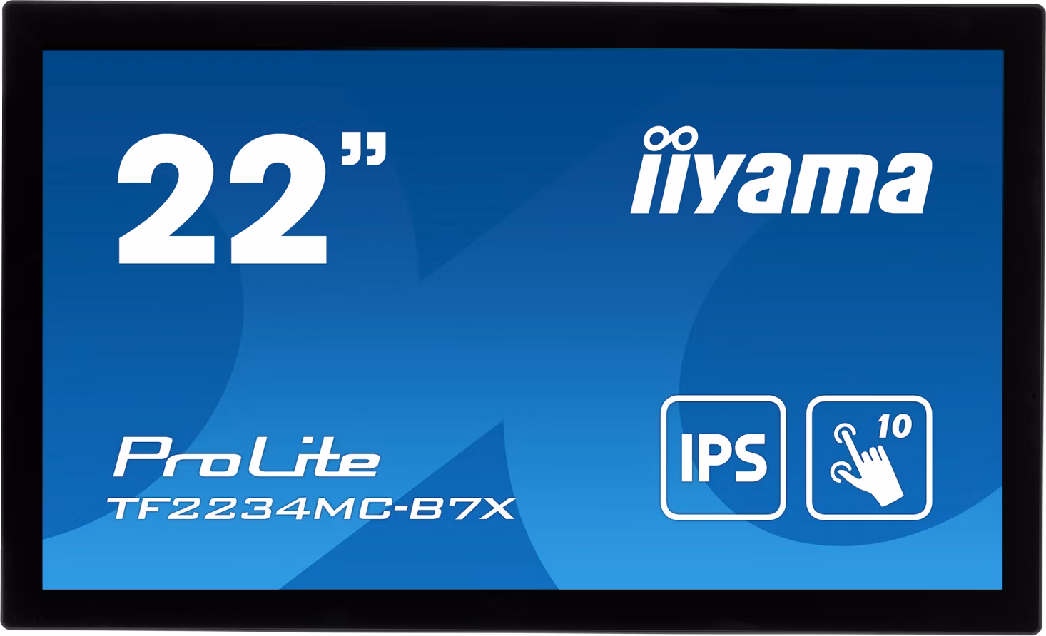 22" iiyama TF2234MC-B7X: IPS, FullHD, capacitive, 10P, 350cd/m2, VGA, DP, HDMI, IP65, čierny