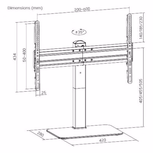Univerzální stojan Brateck LDT03-23L pro TV 37"-70"otočný stolní
