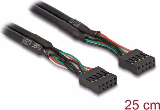 Delock Kabel USB 2.0 pin konektor samice 1.25 mm 10 pin na USB 2.0 pin konektor samice 1.25 mm 10 pin 25 cm