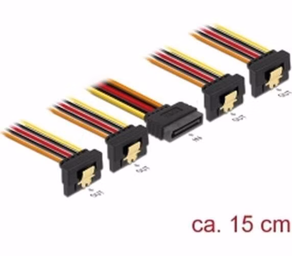 Delock Kabel SATA 15 pin napájecí samec s aretací > SATA 15 pin napájecí samice 4 x dolů 15 cm