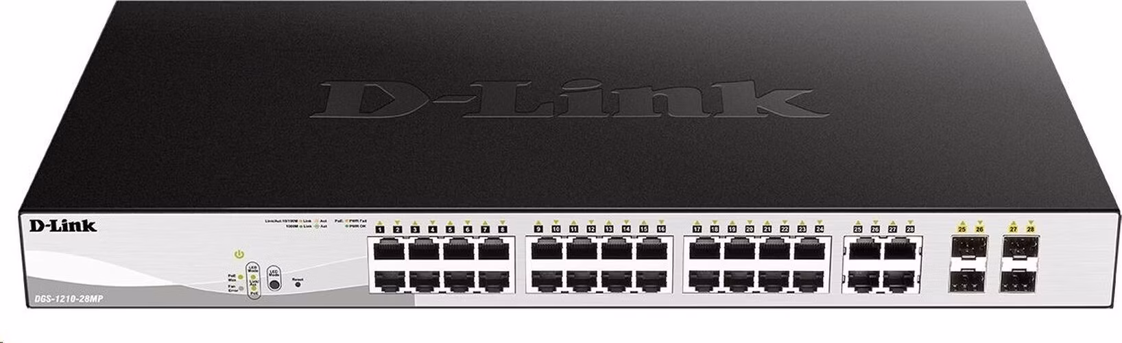 D-Link DGS-1210-28MP 28-portový gigabitový Smart+ PoE switch, 24x GbE PoE+, 4x RJ45/SFP, PoE 370W
