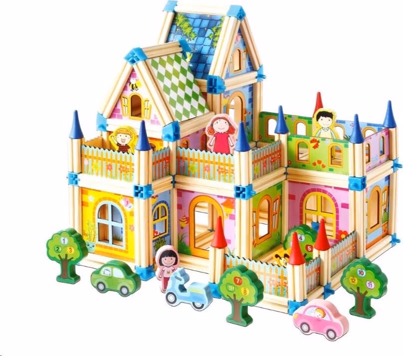 2Kids Toys Dřevěná stavebnice Zámek barevný