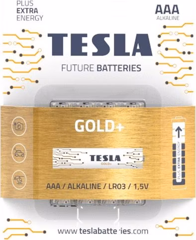 TESLA GOLD+ alkalická baterie AAA (LR03, mikrotužková, blister) 4 ks