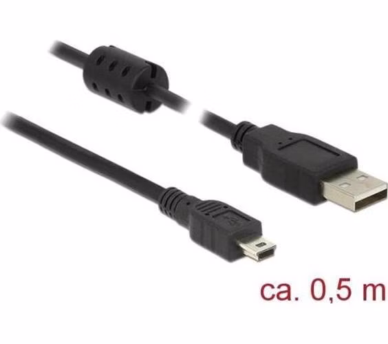 Delock Kabel USB 2.0 Typ-A samec > USB 2.0 Mini-B samec 0,5 m černý