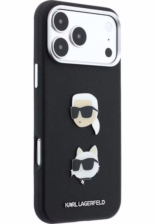 Karl Lagerfeld PU Semi Wrap Saffiano K&amp;CH Heads kryt iPhone 18 Pro Max čierny