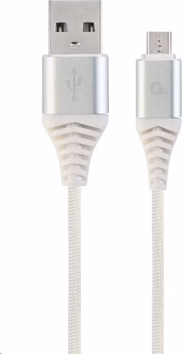 GEMBIRD CABLEXPERT Kabel USB 2.0 AM na MicroUSB (AM/BM), 1m, opletený, bílo-stříbrný, blister, PREMIUM QUALITY