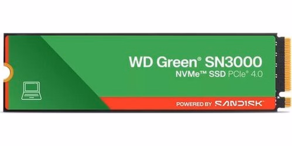 WD Green SN3000 SSD Powered by SanDisk 1TB M.2 NVMe Gen4 5000/4200MBps