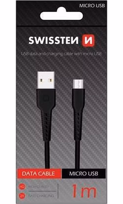 DATOVÝ KABEL SWISSTEN USB / MICRO USB 1,0 M ČERNÝ