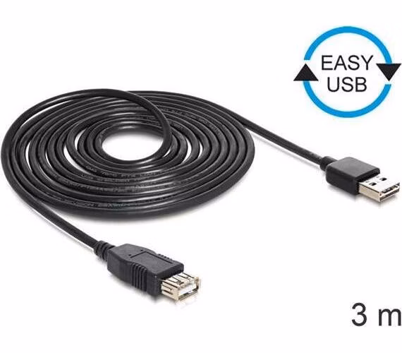 Delock kabel EASY-USB 2.0-A samec > USB 2.0-A samice,prodlužující 3 m