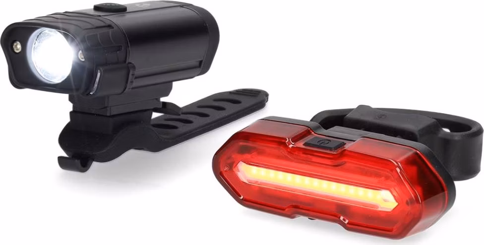 NEDIS světlo na kolo/ napájení z baterie/ 5 V DC/ 3 W/ včetně baterií/ dobíjecí/ 6500 K/ dosah svitu 100 m/ USB-C/ černé