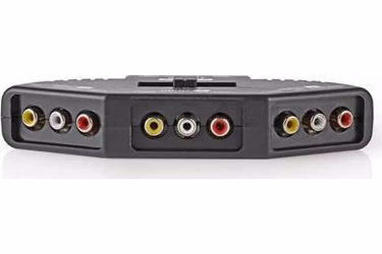 Nedis VSWI2403BK - 3-portový Přepínač AV | 3x RCA (RWY) Vstup – 1x RCA (RWY) Výstup | Černá barva