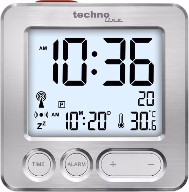 TechnoLine WT 265 digitální budík s teploměrem, stříbrný