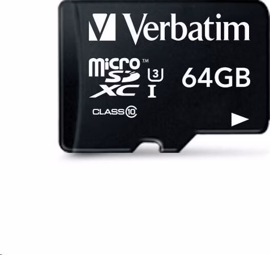 Karta VERBATIM MicroSDXC 64GB Pro, U3 + adaptér