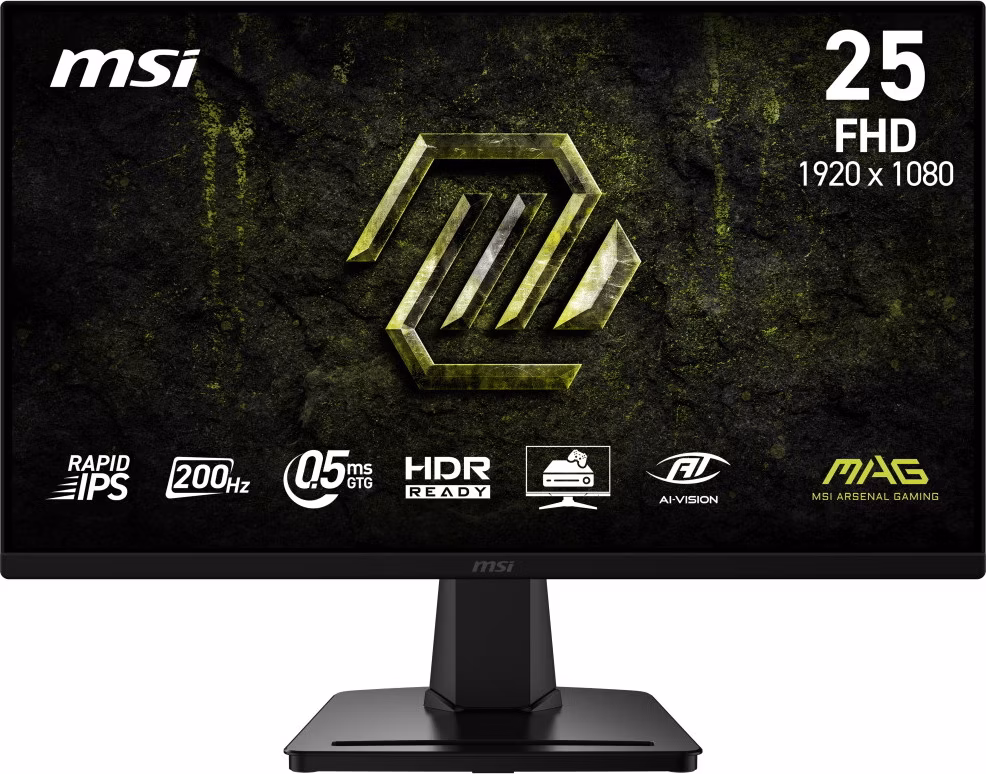 MSI Gaming MAG 256F E20/ 25"/ 1920x1080/ IPS/ 0,5ms/ 200Hz/ 300cd/m2/ 1000:1/ HDMI/ DP/ VESA/ černý