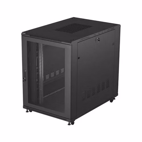 19" VOĽNE STOJÚCA RACKOVÁ SKRIŇA 22U 800X1200 ČIERNE PERFOROVANÉ DVERE LANBERG (PLOCHÉ BALENIE)