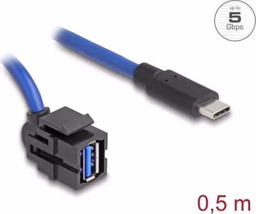 Delock Keystone modul USB 5 Gbps A samice na USB typu C™ samec s kabelem