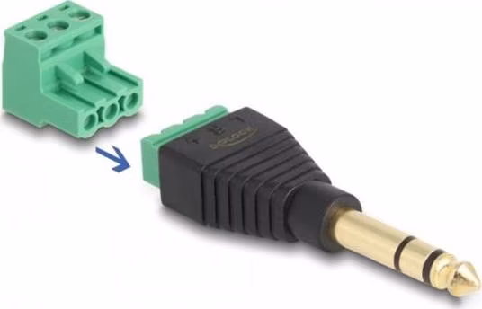 Delock Adaptér Stereo jack samec 6,35 mm > svorkovnice 3 pin 2-části