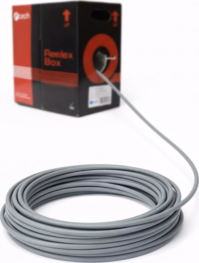 C-TECH Eth kabel UTP drát c5e 305m, čistá měď, šedá