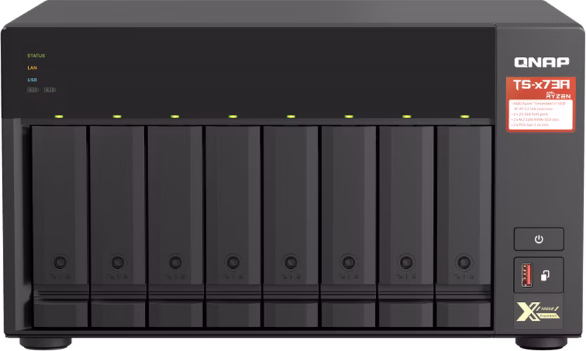 QNAP TS-873A-8G (Ryzen 2,2GHz / 8GB RAM / 8x SATA / 2x M.2 NVMe slot / 2x 2,5GbE / 2x PCIe / 4x USB)