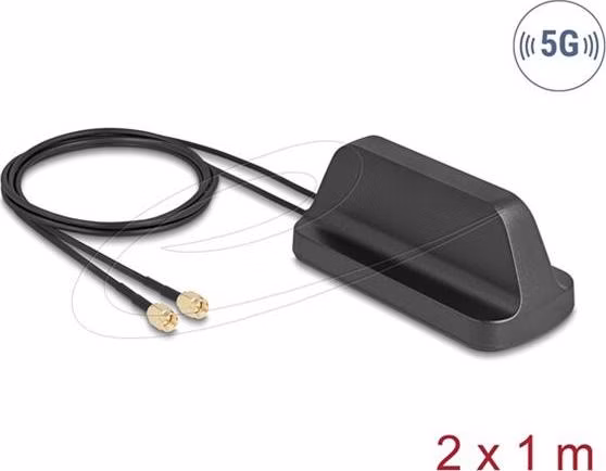 Delock 5G LTE GNSS WiFi 6 MIMO Anténa 2 x SMA samec 2,1 - 3,0 dBi všesměrová  venkovní černá