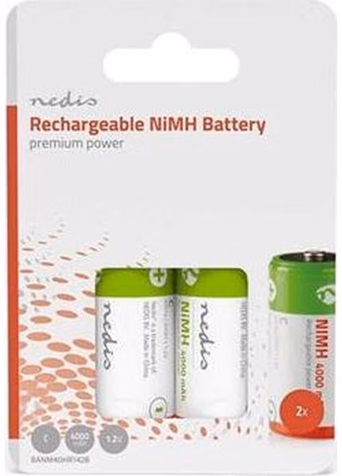 Nedis BANM40HR142B - Dobíjecí Ni-MH Baterie C | 1.2 V | 4000 mAh | 2 kusů | Blistr