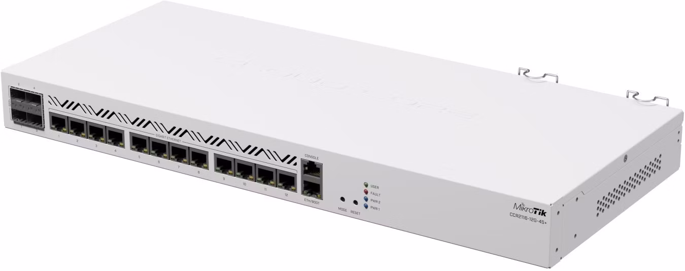 MIKROTIK RouterBOARD Cloud Core Router CCR2116-12G-4S+ + L6 (2GHz; 16GB RAM; 13xGLAN; 4x SFP+; dual PSU) rack