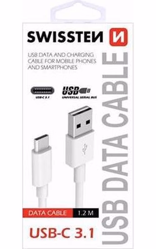 Swissten Datový Kabel Usb / Usb-C Bílý 1,5 M (9Mm)