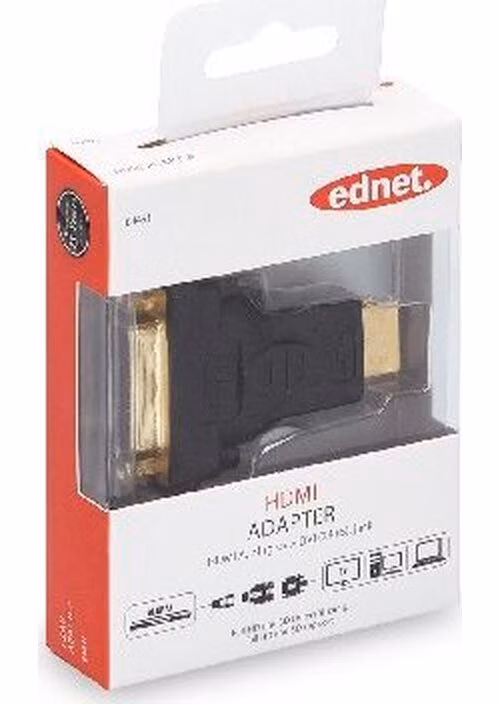 Ednet Adaptér HDMI, typ A na DVI-I (24 + 5) samec/ samice, Full HD, bl, zlato