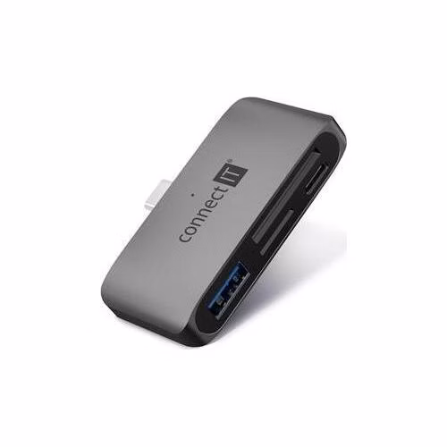 CONNECT IT CompactPRO externí USB-C hub + čtečka karet ANTRACITOVÁ