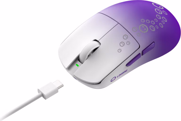 Lorgar MSA21WWH, bezdrôtová herná myš, PixArt PAW3315, 16 000 DPI, 45 g, 150 h výdrž, USB-C