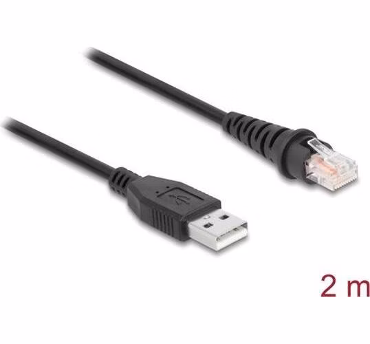 Delock Kabel z rozhraní RJ50 na USB 2.0 Typu-A ke čtečce čárových kódů, 2 m