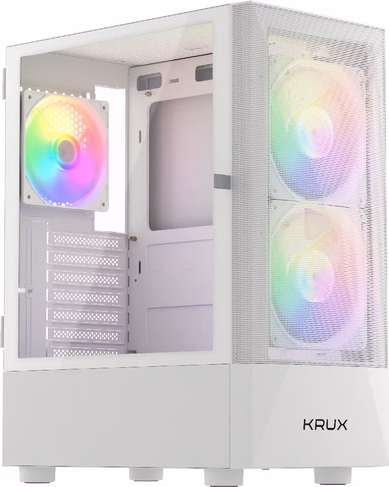 Krux skříň Vako RGB/ ATX / 2x140mm RGB fan / 1x120mm RGB fan / 2xUSB 2.0 / USB 3.0 / bílá