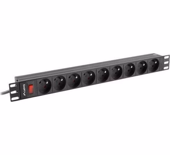 LANBERG NAPÁJECÍ DISTRIBUČNÍ JEDNOTKA (PDU) 19" 1U 16A 3M 9X FRANCOUZSKÉ ZÁSUVKY ČERNÁ