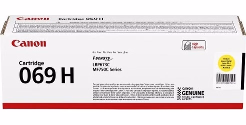 Canon originální vysokokapacitní toner Cartridge 069 H Y žlutý, MF752Cdw, 754Cdw, LBP673Cdw, kapacita 5 500 stran