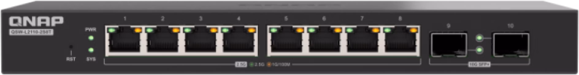 QNAP switch QSW-L2110-10T (8x 2,5GbE port, 2x 10GbE port, Lite Managed)