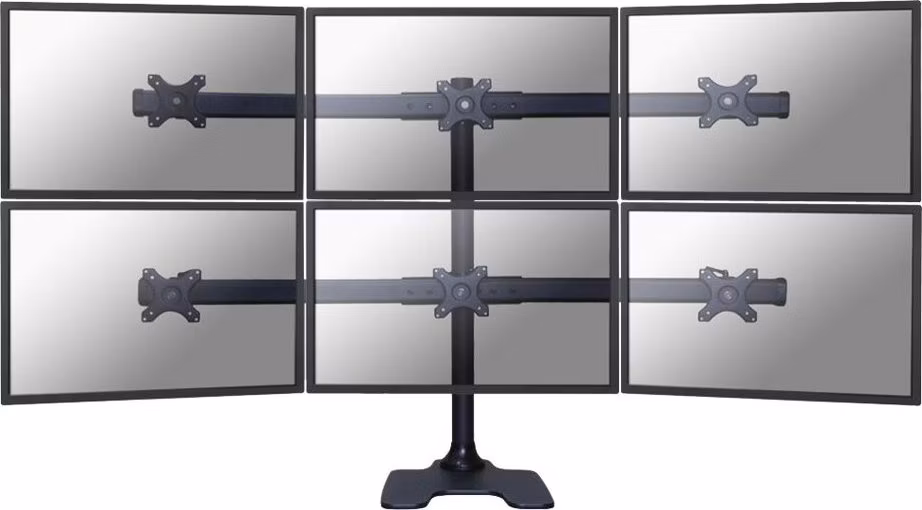 Neomounts FPMA-D700DD6/Držák displeje/na stůl/10-27"/stojan+průchodka/VESA 100X100/nosn. 6x8kg/6 displejů/černý