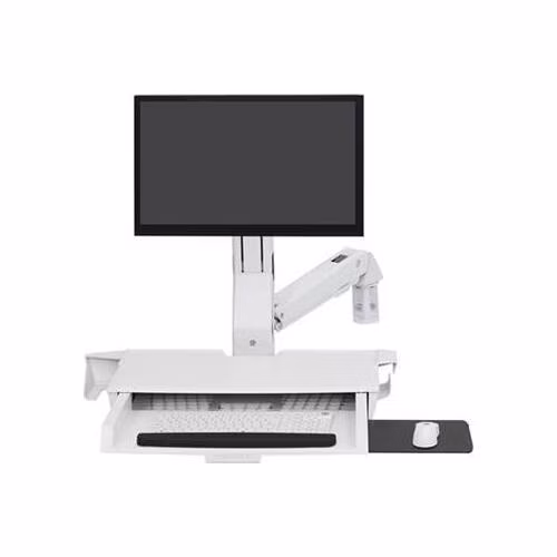 ERGOTRON StyleView® Sit-Stand Combo Arm s prac. plochou,nástěnný držák do lišty LCD, klávesnice+ myš,sklopný,bílý