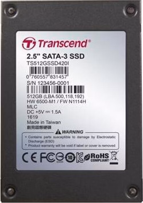 TRANSCEND SSD420I 512GB Industrial SSD disk2.5" SATA3, MLC, Ind., Iron case, černý