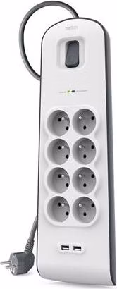Belkin přepěťová ochrana BSV804 - 8-zásuvka, 2xUSB/2.4A, 2m