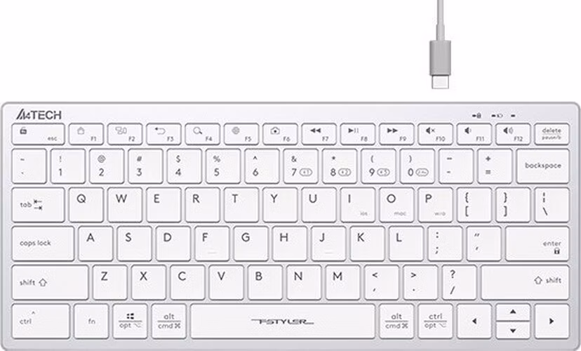 A4tech Klávesnice FBX51C, kancelářská klávesnice, membránová, bezdrátová, CZ/SK, Bílá