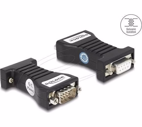 Delock Izolátor RS-232 D-Sub 9 samice na RS-232 D-Sub 9 samec TXD, RXD, DTR, DSR, GND galvanické oddělení 2,5 kV