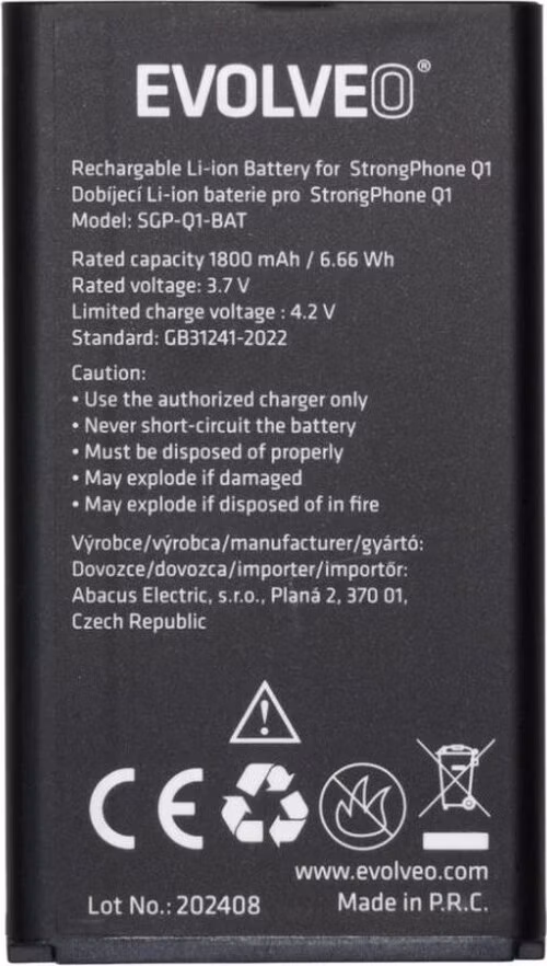 EVOLVEO originální baterie 1800 mAh pro StrongPhone Q1
