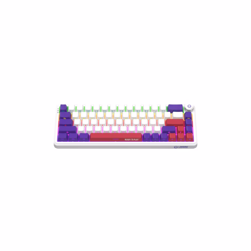 Lorgar KBA41MWH, mechanická herná klávesnica, 66 klávesov, Toxic Purple Switch, Hot-Swap, RGB, USB-C