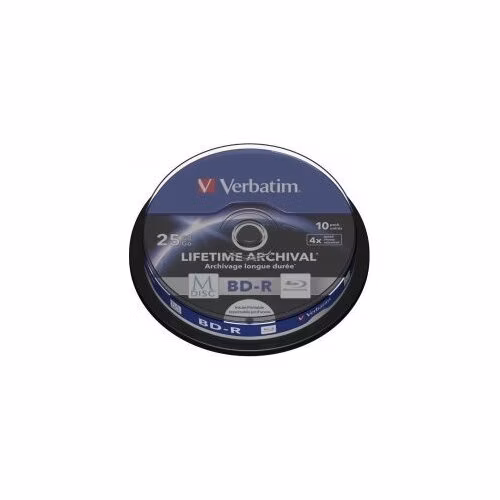 VERBATIM Blu-ray BD-R M-Disc 25GB 4x Printable, 10-cake