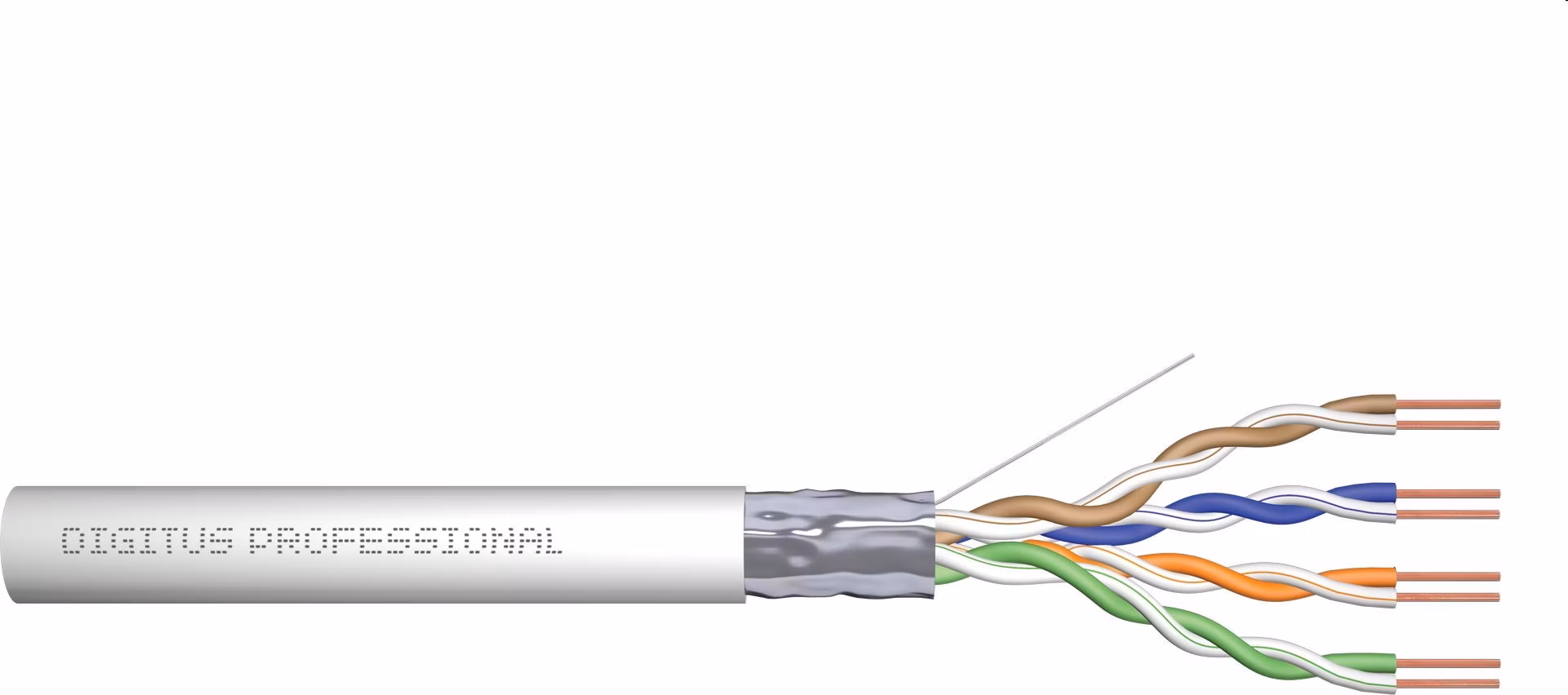 Digitus Instalační kabel CAT 5e F-UTP, 100 MHz Eca (PVC), AWG 24/1, 305 m papírová krabice, sx, šedý