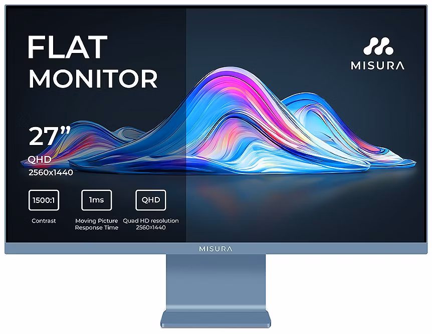 MISURA 27" LED VIVA P26M2741QKAB01/ IPS/ 2560x1440 (QHD)/ 1ms/ 350 cd/m2/ 1500:1/ HDMI/ DP/ USB-C/ mlhavě modrý