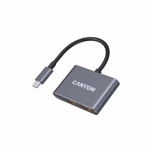 Canyon DS-3, USB-C Hub, 3 porty, 2xUSB-A 10Gbps, 1xUSB-C 10Gbps, šedá