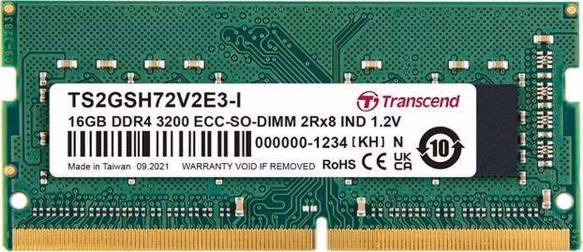 Transcend paměť 16GB Industrial ECC SODIMM DDR4 3200 1Rx8 (2Gx8)x9 CL22 1.2V