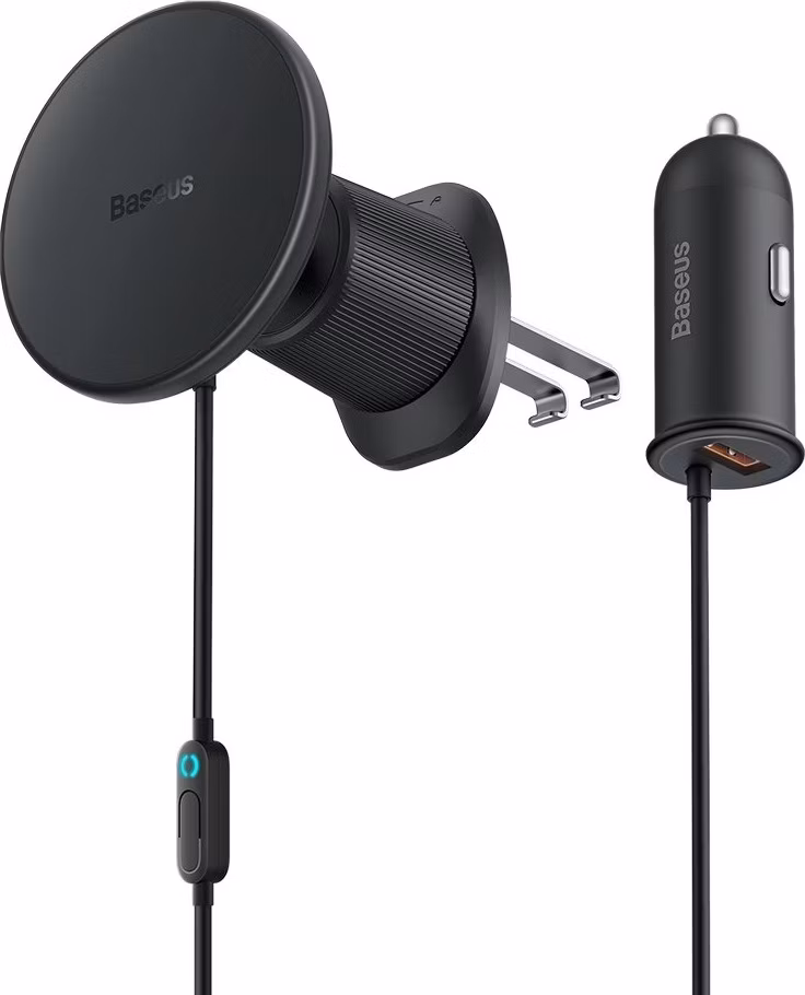 Baseus Magnetický držiak do ventilačnej mriežky s nabíjačkou USB-A 15W+25W čierny